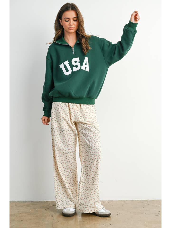 BUTTERMELON - Wholesale Sweatshirt - Women's - Quarter Zip Long Sleeve Top - BMT77951