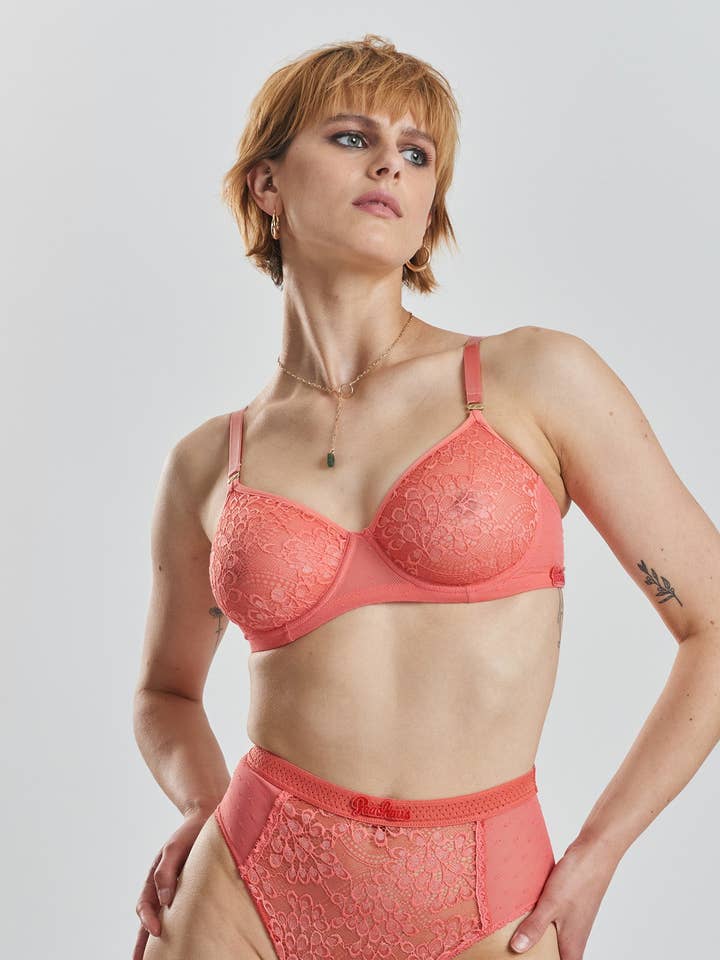 Reggiseno a balconcino con ferretto in tulle riciclato Betula - Canyon Peach per la vendita all'ingrosso da parte di Peachaus