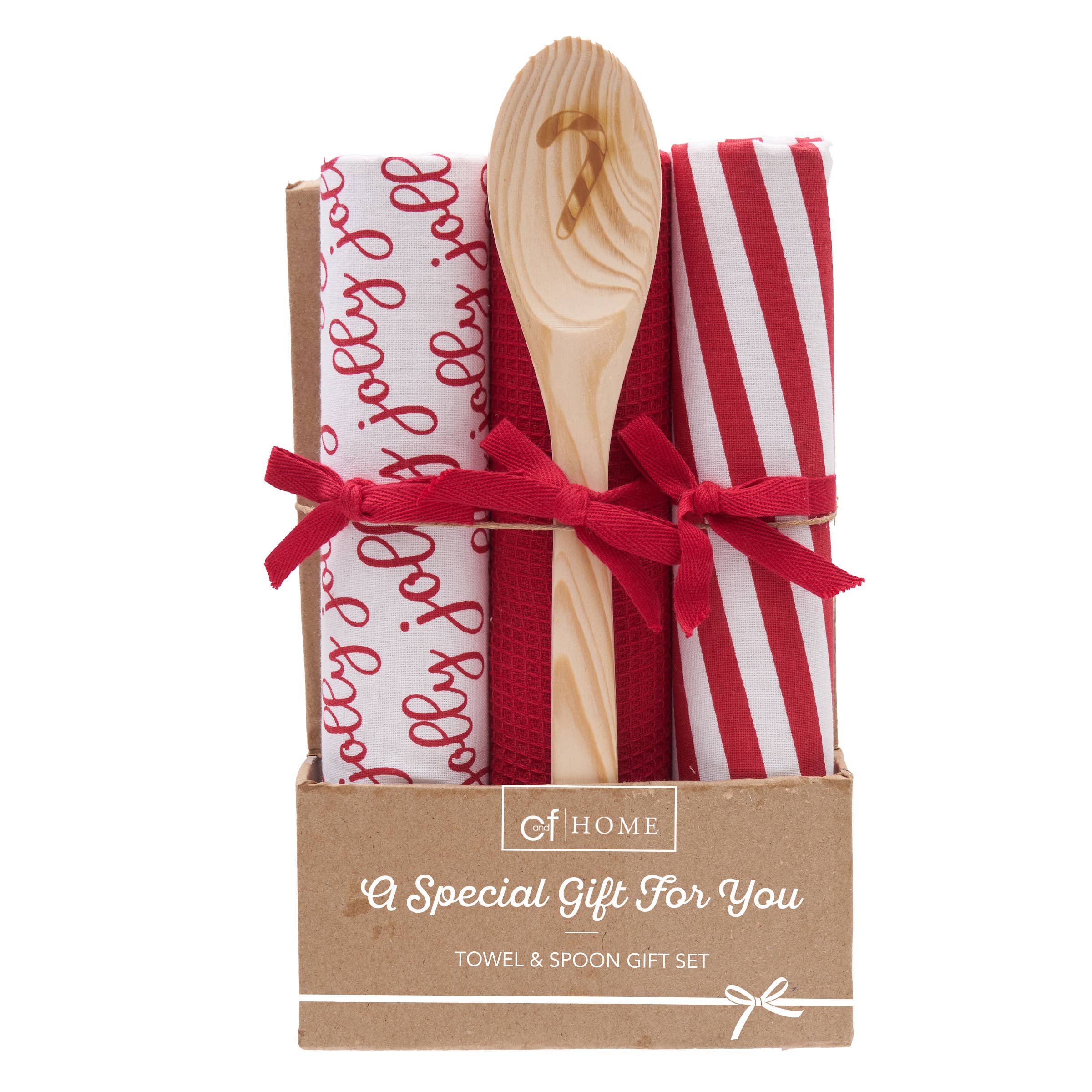 C&F Home - Wholesale Dishcloth - Christmas Jolly Candy Cane Kitchen Towel & Spoon Gift Set0