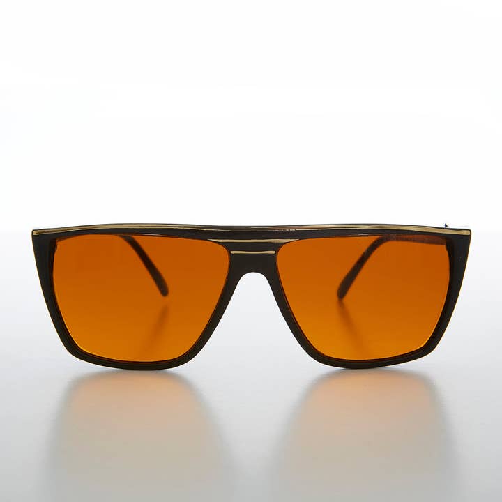 Flat Top Vintage Sunglass with Orange Lenses - Thelda for wholesale by SUNGLASS MUSEUM