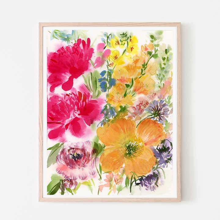 Wild Arrangement 3 blomsterakvarel kunsttryk for engroshandel hos LaCott Fine Art