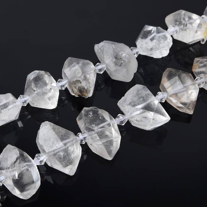 Brin de perles à double pointe en quartz diamant Herkimer GRN567 pour la vente par Beads Creation