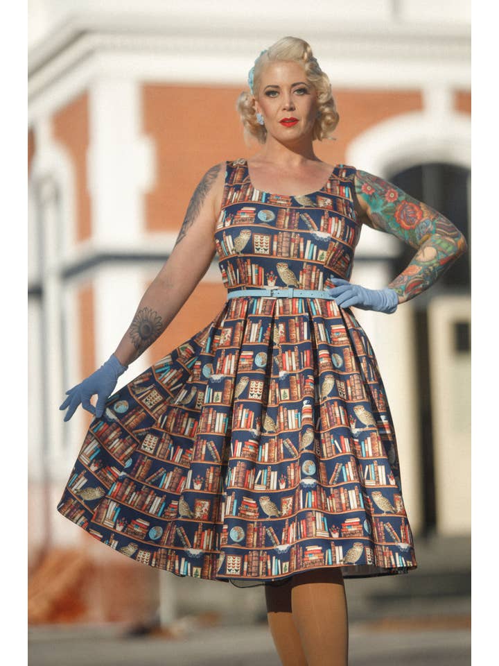 Dolly & Dotty - Wholesale Dress - Women's - Amanda Library Book & Owl Swing Dress