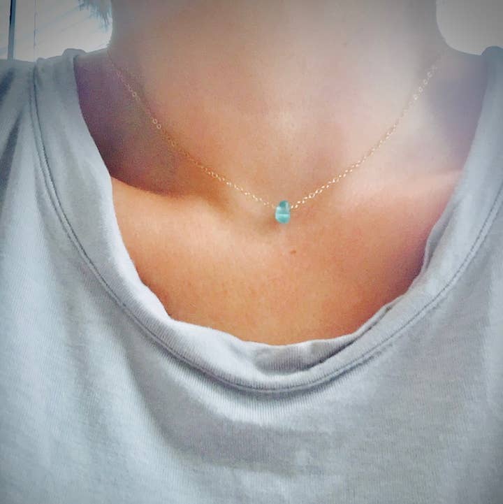 La Soucique Studio Metalsmithing - Wholesale Pendant/Charm Necklace - Perelle Dainty Seaglass Necklace4
