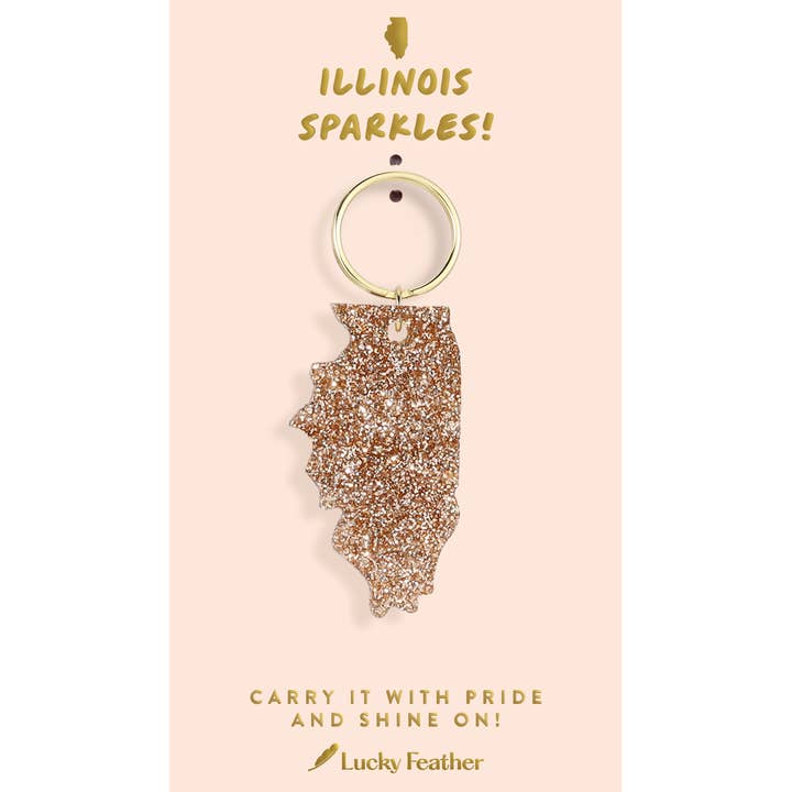 Glitter Keychain - State - ILLINOIS for wholesale by Lucky Feather