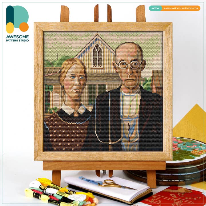 CS2271 American Gothic By Grant, Counted Cross Stitch Kit for wholesale by Awesome Pattern Studio