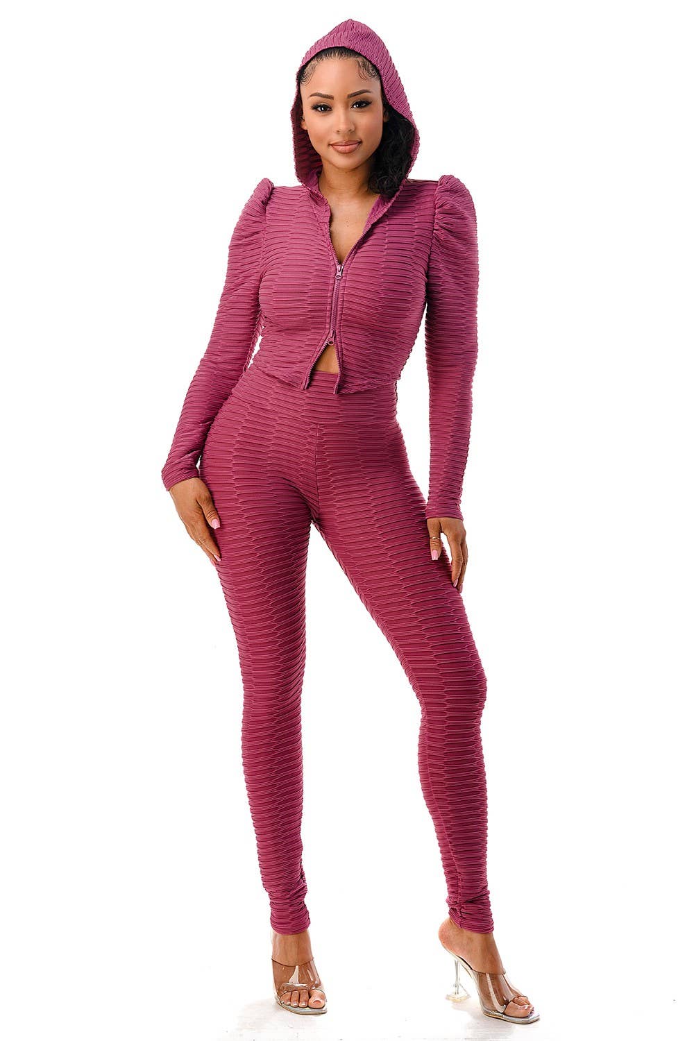 Boswell - Wholesale Top & Pant Set (NOT Loungewear) - Women's - Texturized Pants Set With Hoodie13