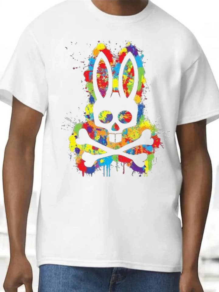 Creative letter design casual T-shirt for teenagers or men, short-sleeved top with trendy print, versatile and comfortable wearing for four seasons for wholesale by HABANA BELLA