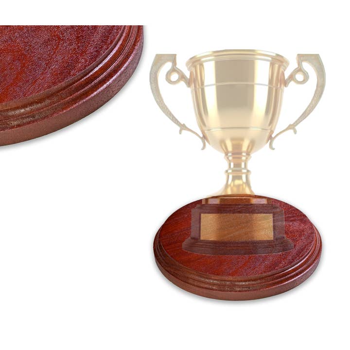 Base de exhibición redonda, caoba Santos maciza teñida de canela, 7/8 pulgadas de grosor para venta al por mayor de Wild Woodworker