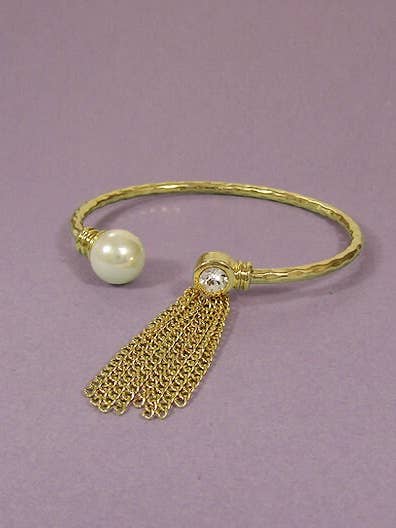 Perle stenet kvast kæde hamret Wire Cuff armbånd for engroshandel hos TheTizana