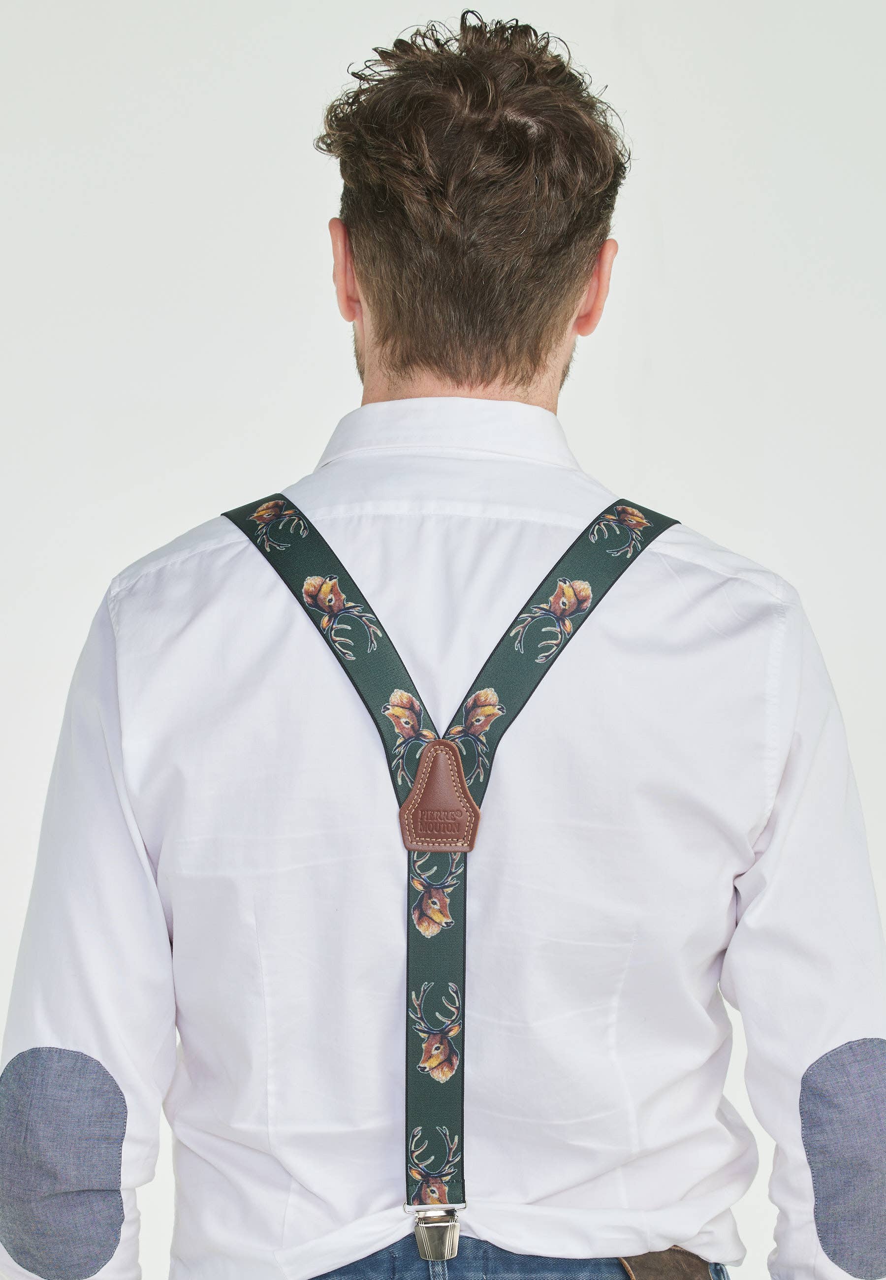 Pierre Mouton - Wholesale Riem - Heren - Bretel Herten Groen 3clips/120 cm | Handgemaakt2