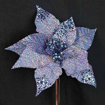 ISB79620- 25inLx11inD Metalic Fabric Poinsettia-Blue for wholesale by Impressive Enterprises, Inc.