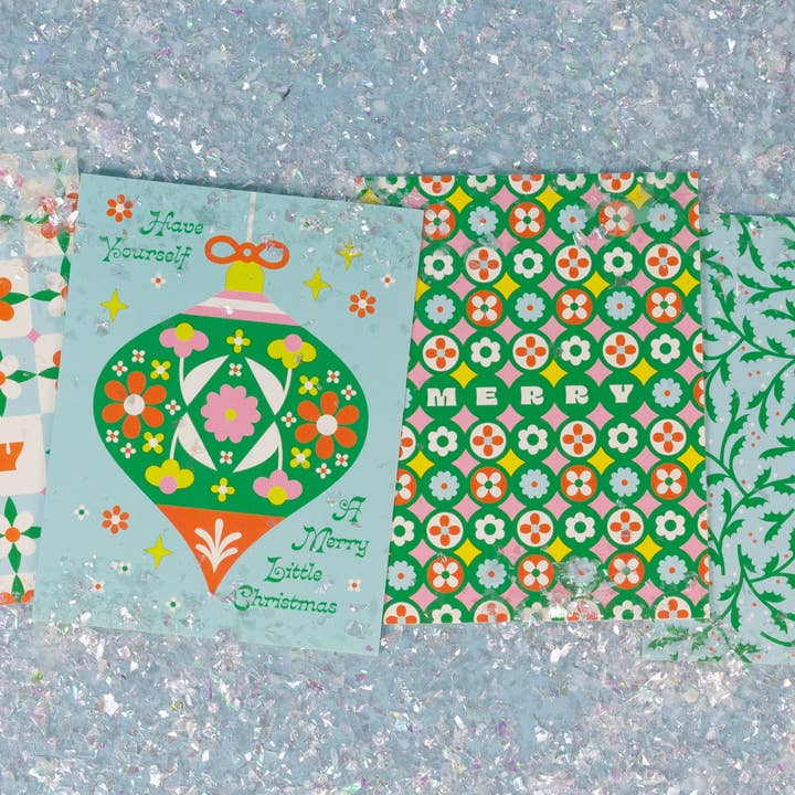 My Darlin' - Wholesale Christmas Card - Razzle Dazzle Merry • Retro Flowers Holiday Card or Set2