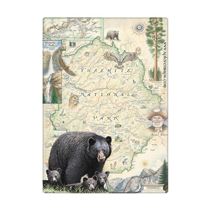 Yosemite National Park Map Black Bear Magnet for wholesale by XPLORER MAPS
