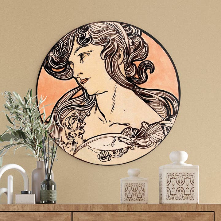 Wallcircle Graceful woman Alphonse Mucha for wholesale by Wanderschoon