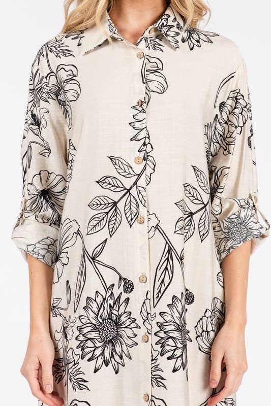 Pink Irene Wholesale - Wholesale Dress - Women's - Women Woven Floral Print Button-Down Maxi Dress19