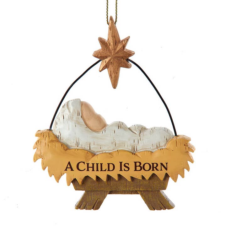 Kurt S. Adler, Inc. - Wholesale Ornament - 4"RES "A CHILD IS BORN" CRECHE ORN