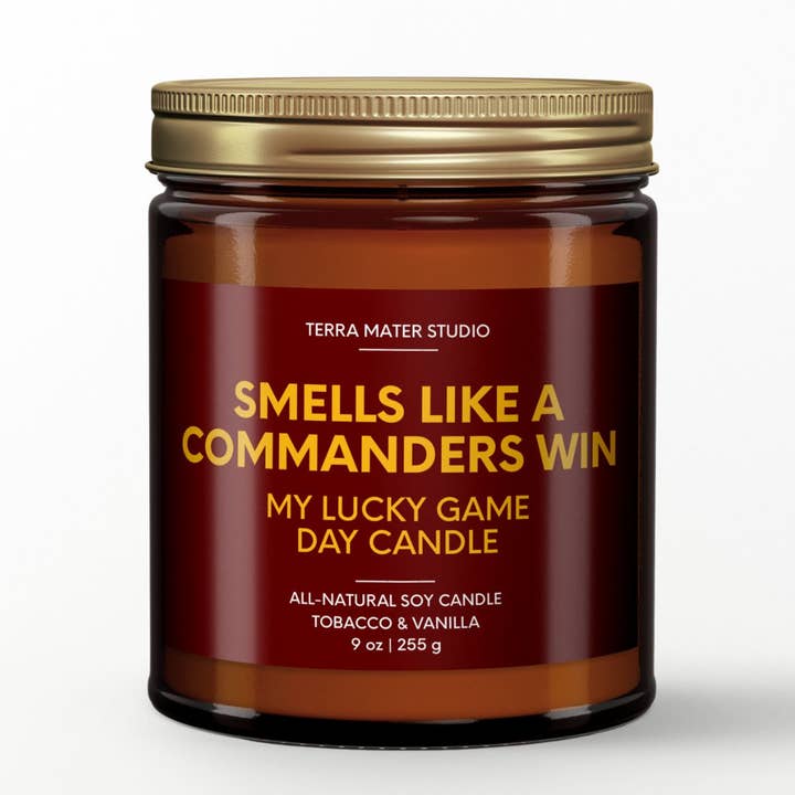 Terra Mater Studio LLC - Wholesale Jar/Filled Candle - Smells Like A Commanders Win Candle | Commanders Merch1