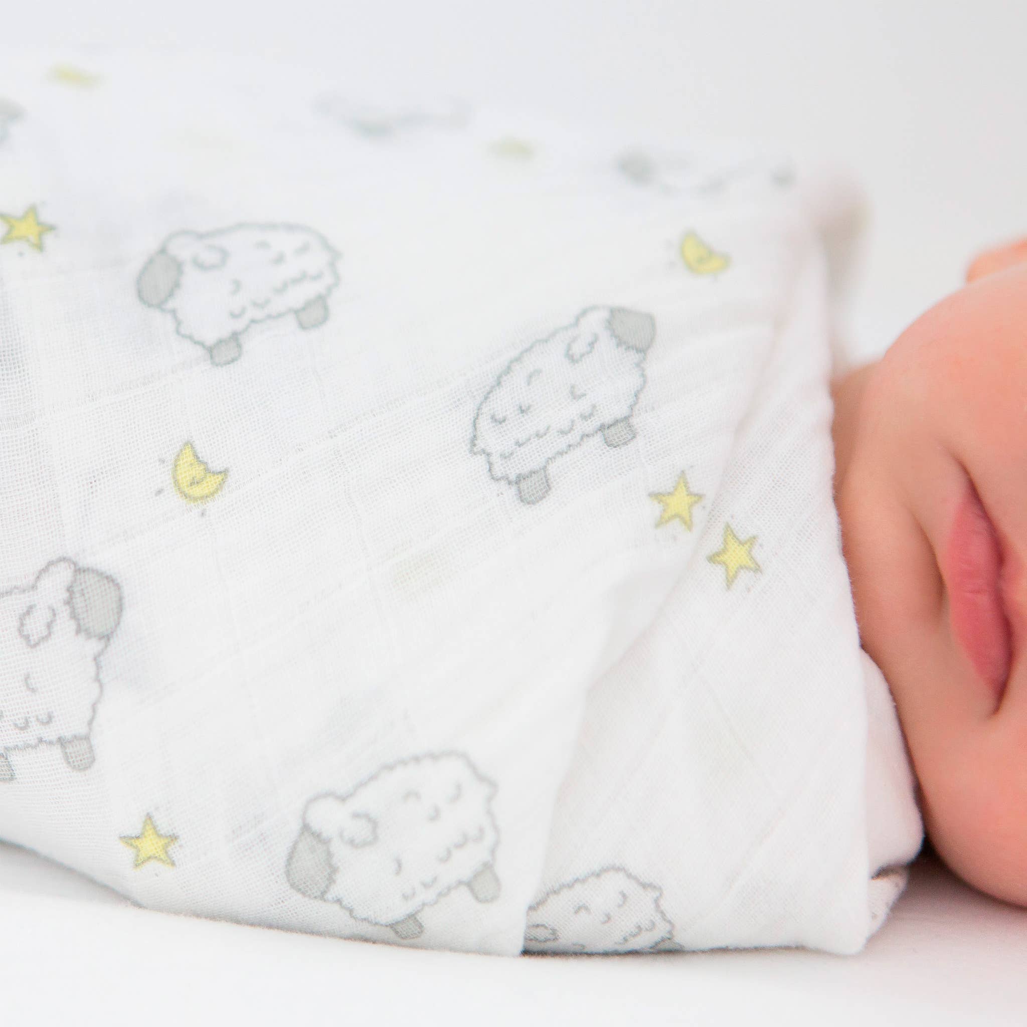 SwaddleDesigns - Wholesale Swaddle Set - Baby - Muslin Swaddle Blankets, Set of 3, Little Lambs Goodnight3