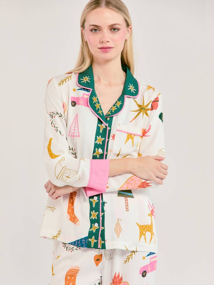 Multi Mod Holiday Long Sleeve Pajama Pants Set for wholesale on Faire2