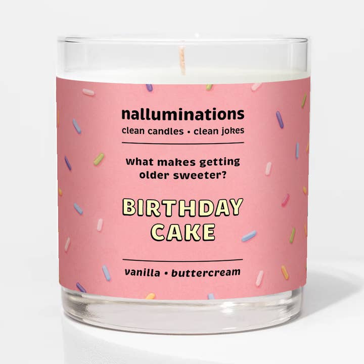 Nalluminations® - Clean Candles, Clean Jokes - Wholesale Jar/Filled Candle - Birthday Cake Funny Candle | Clean Candles, Clean Jokes0