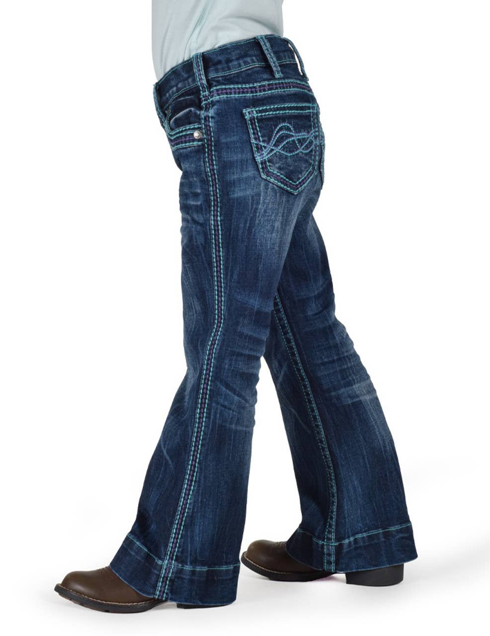 Lavagem média CALÇAS Turquesa Hurricane RAPARIGAS para venda a revendedores na Faire2