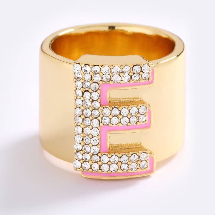 EMMA PILLS - Wholesale Cocktail/Statement Ring - SAY MY NAME INITIAL RING