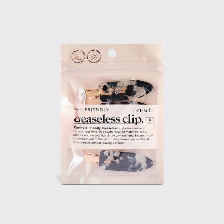 KITSCH - Wholesale Hair Clip - Women's - Eco-Friendly Creaseless Clips 4pc Set - Black Terrazzo