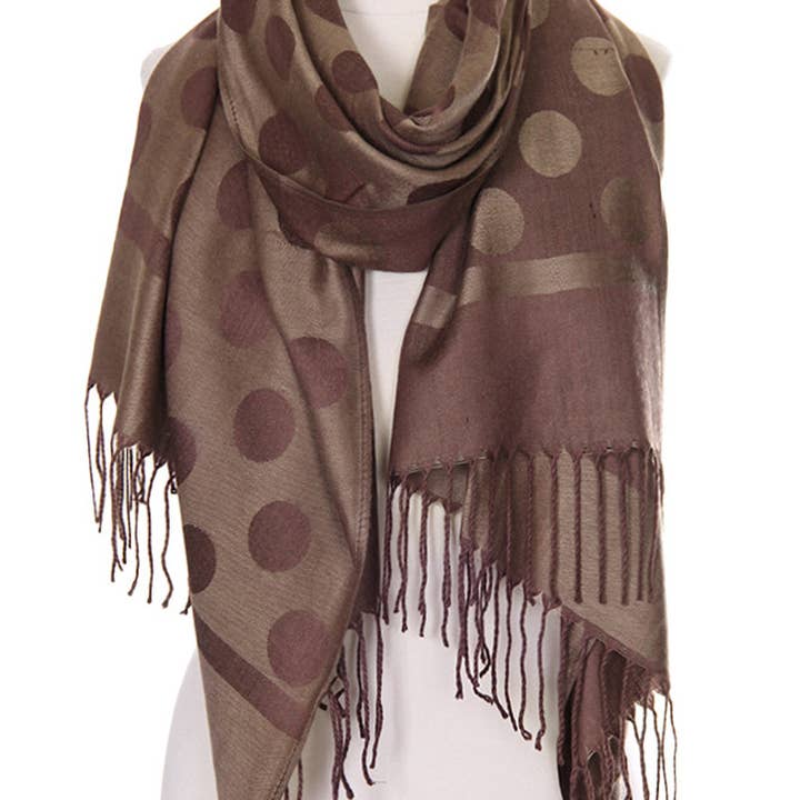 Hana - Wholesale Scarf - Women's - Polka Dot Pattern Pashmina Scarf