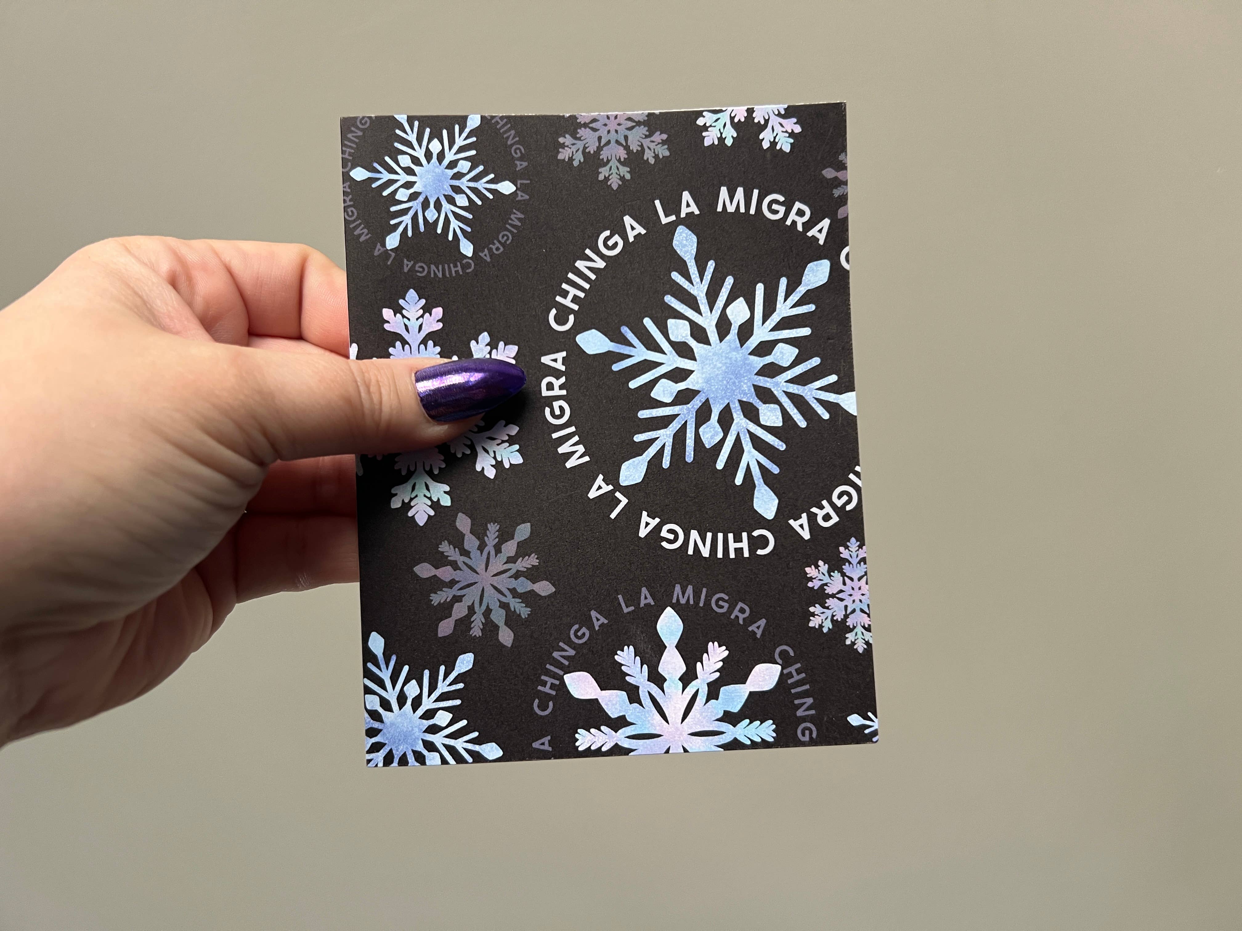 Chaos Engine (formerly Eyedot Creative) - Wholesale Christmas Card - Chinga La Migra subversive holiday card - anti-ICE snowflake2