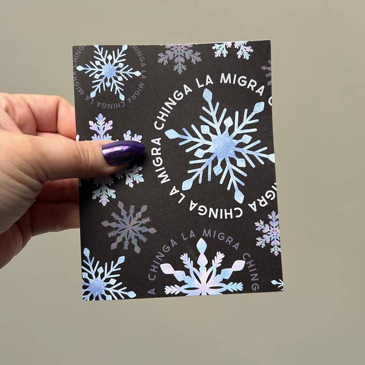 Chaos Engine (formerly Eyedot Creative) - Wholesale Christmas Card - Chinga La Migra subversive holiday card - anti-ICE snowflake2