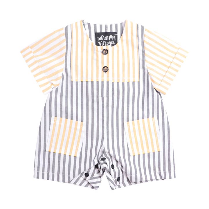 Yellow Blue Stripes Baby Suit for wholesale by Infantium Victoria