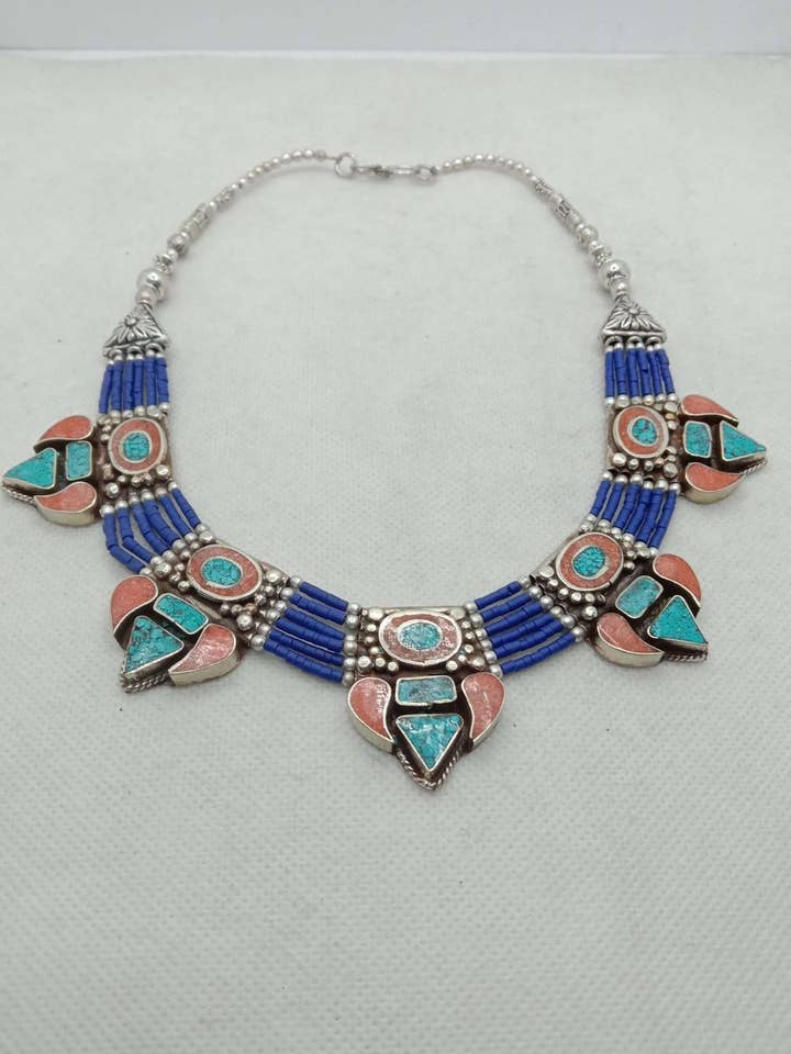 Colar gargantilha nepalesa, gargantilha tribal velha, jóias vintage por atacado de vintarust