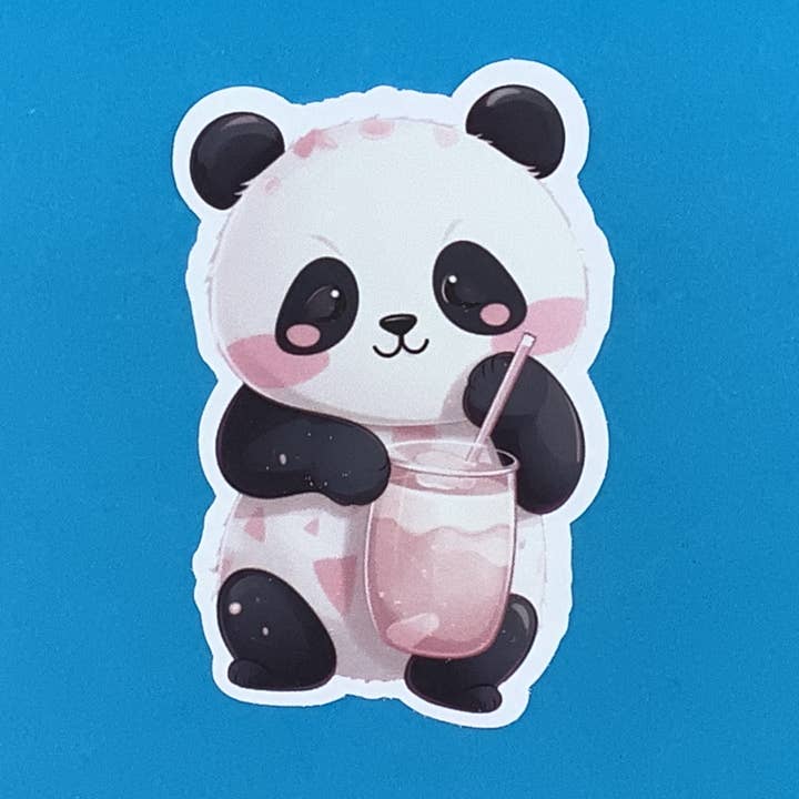 Wasserdichter Vinylaufkleber „Panda Boba“ für den Großhandel von Something Personal