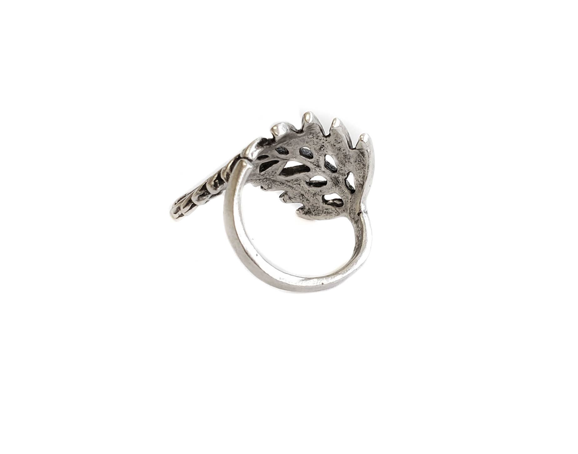 Chanour - Wholesale Cocktail/Statement Ring - Handmade Leaf Brass Ring In Silver Plated - ZRC-0142