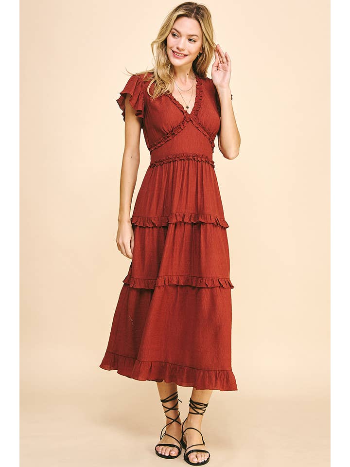 PINCH - Wholesale Dress - Women's - RUFFLED TEA LENGTH DRESS - 3597D20