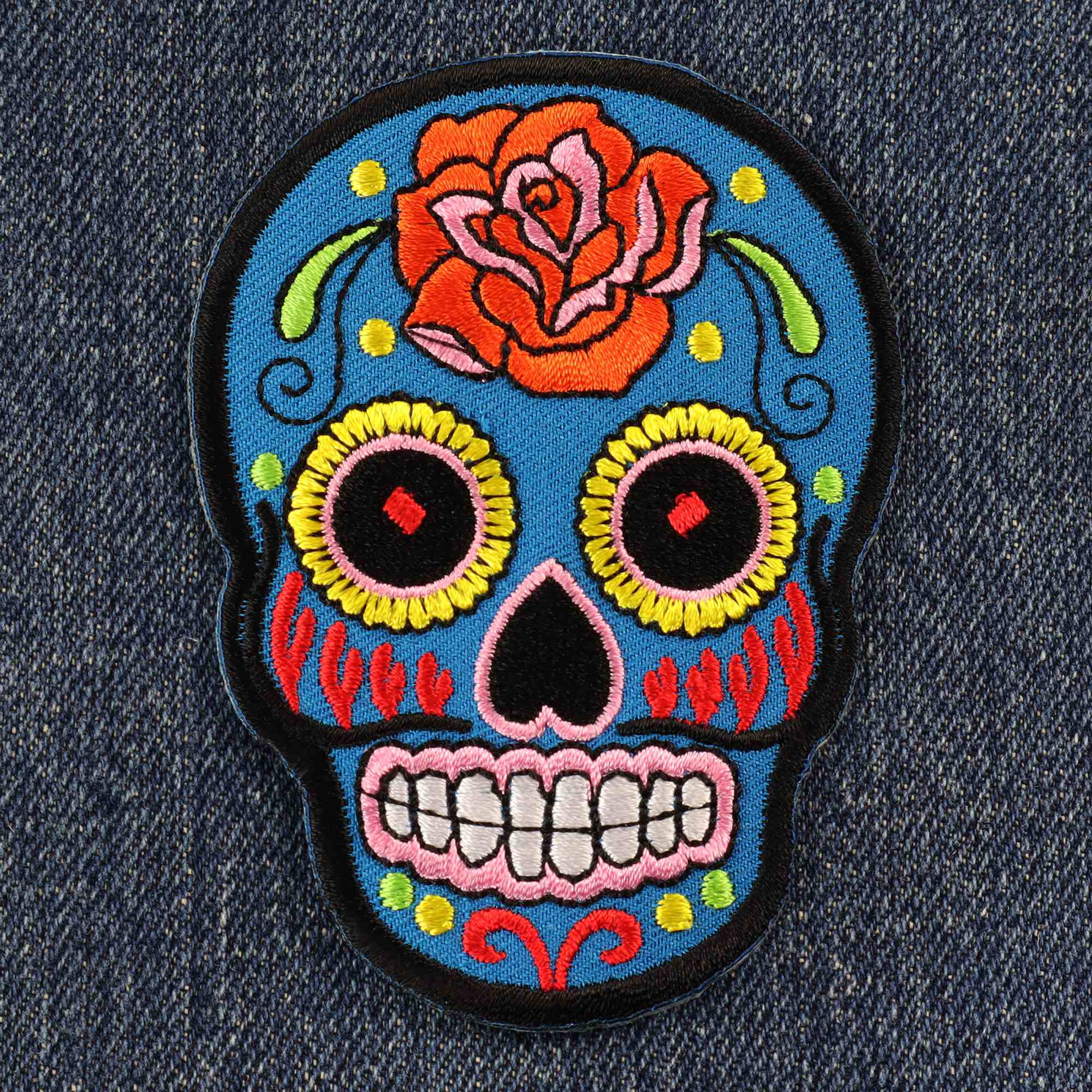 Tribal Trade GmbH - Wholesale Patch - Mexico skull patch with rose blue-orange patch7