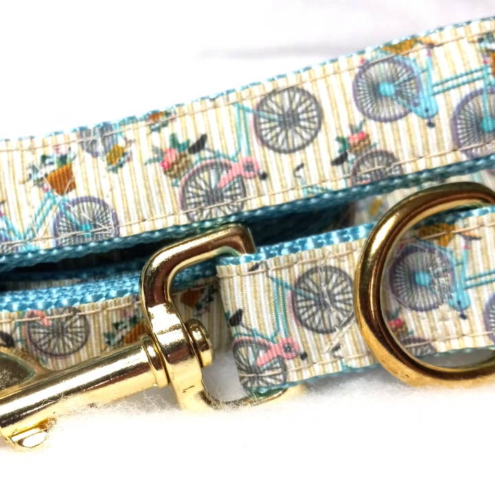 Laisse en nylon de 1 po de largeur « Vintage Bicycle » pour la vente par Rocky Mountain Leashes