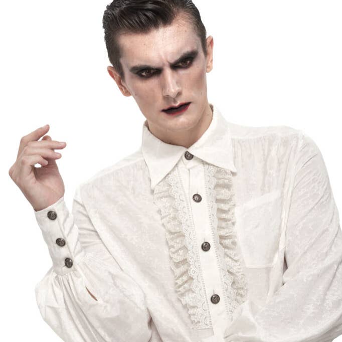 SHT08202 - White Frilled Pirate Shirt for wholesale by Western Fashion