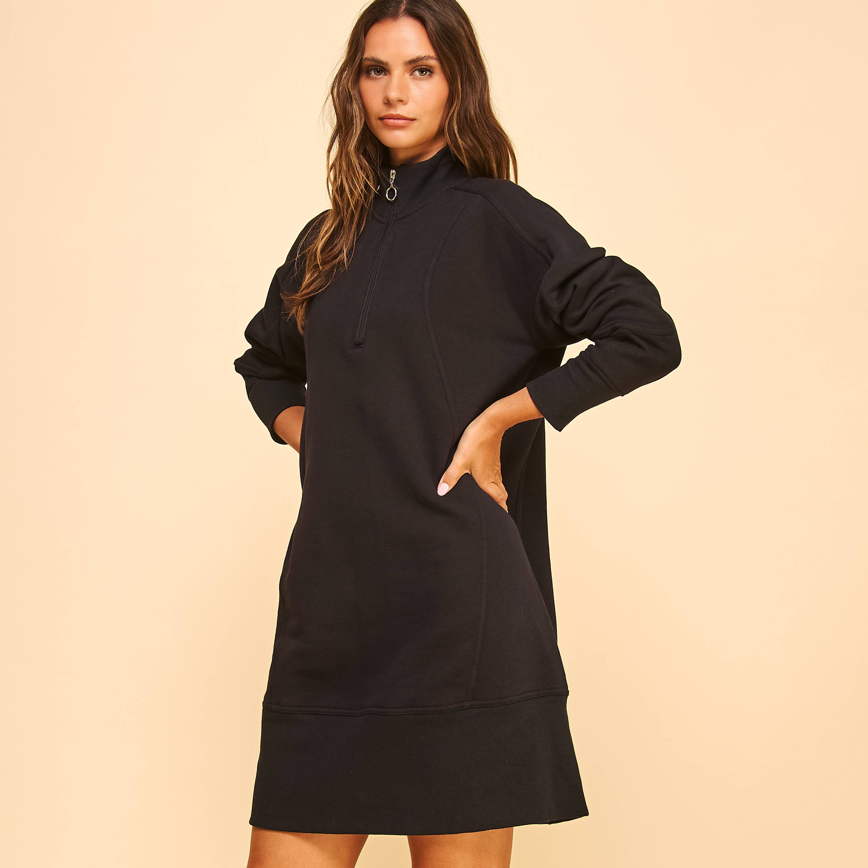 FREEZIA - Vente Robe – femme - SWEAT-SHIRT ZIPPÉ EN TISSU ÉPONGE FRANÇAIS, ROBES DÉCONTRACTÉES-FZ0010-D130