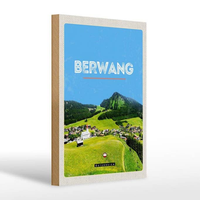 Letrero de madera Berwang Austria Willow Mountain Nature Letrero de viaje de 20 x 30 cm para venta al por mayor de Femer