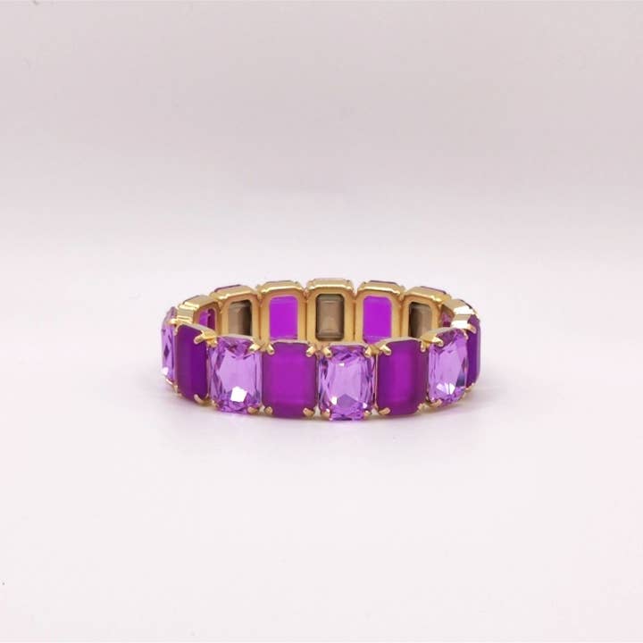 Bracelets en pierres octogonales Elastic Lux Sat & Sat Mix - V Mix pour la vente par QUÉ MÁS JEWELS