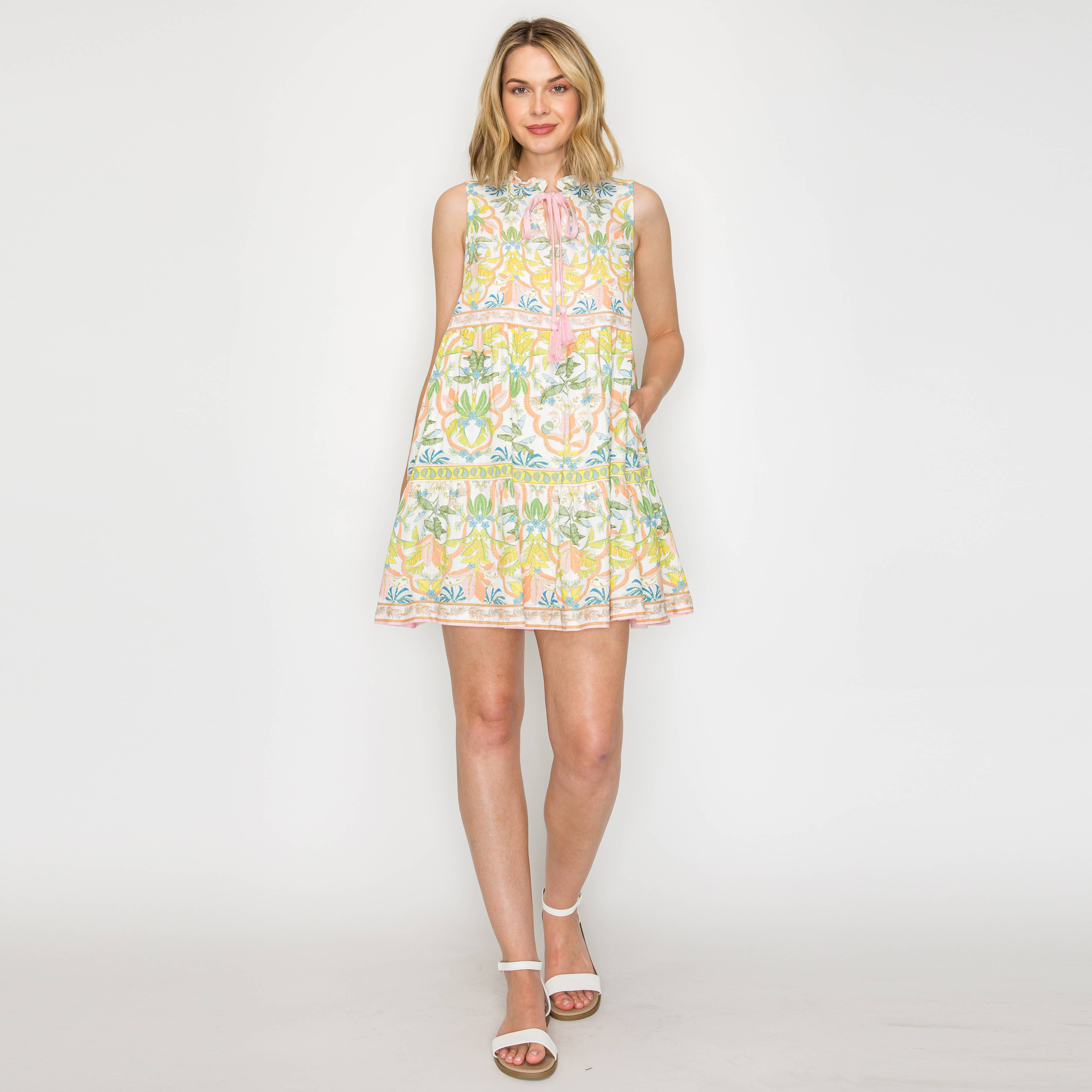 LoveWednesday – wholesale Dress – Women's – Lemon Yellow Jungle mini dress - LWD28631