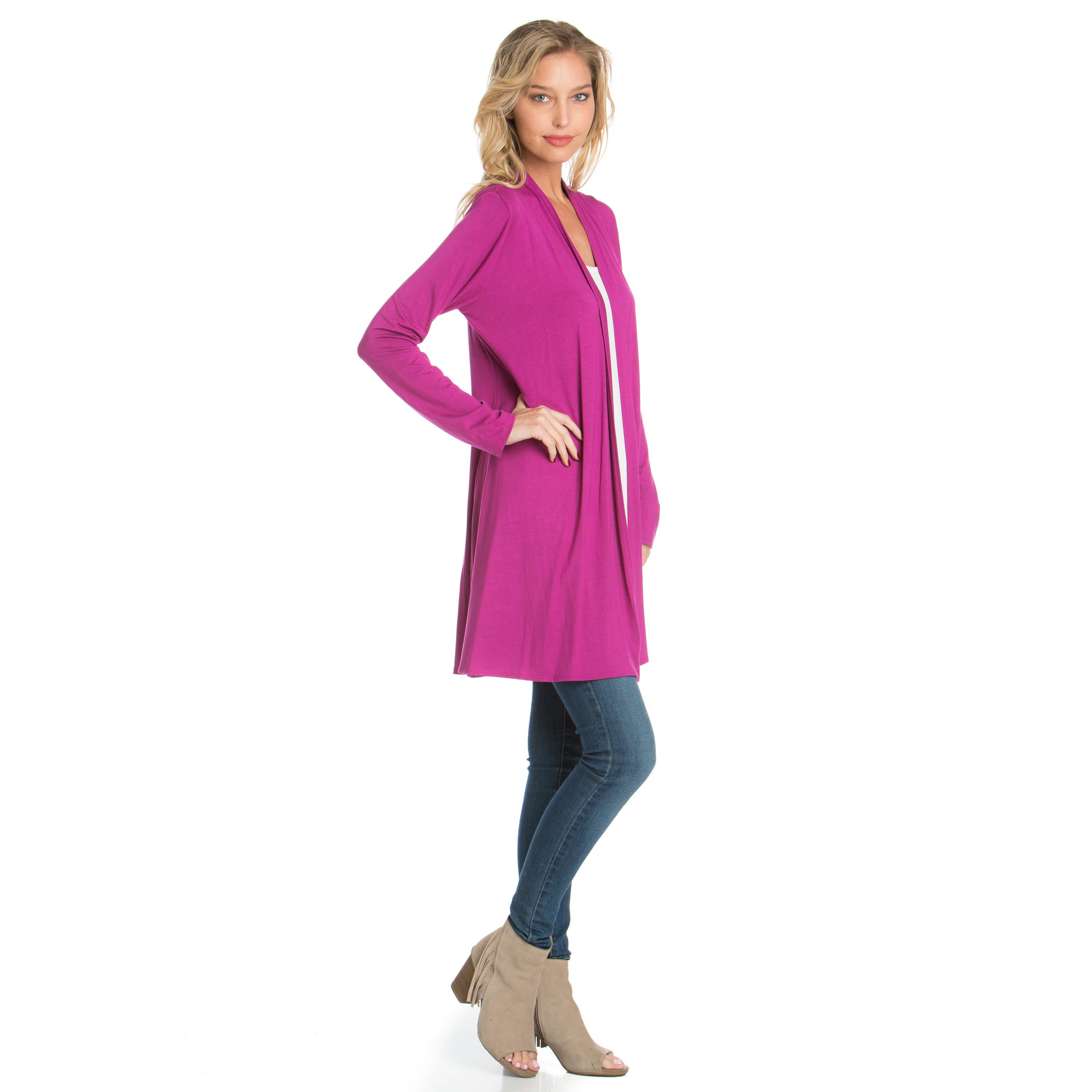 Azules Clothing - Venta al por mayor Cárdigan - Mujer - Cárdigan drapeado de manga larga con parte delantera abierta77