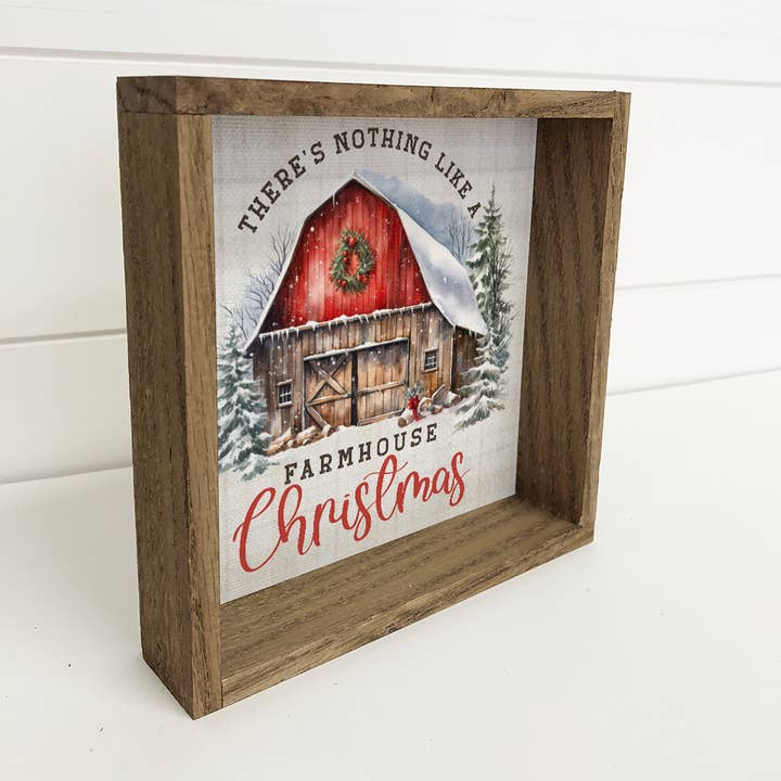 Hangout Home - Wholesale Christmas Wall Art - Nothing Like a Farmhouse Christmas - Vintage Holiday Canvas1