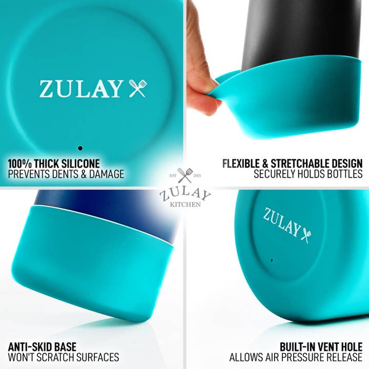 Zulay Kitchen - Wholesale Water Bottle - Protective Silicone Boot for for 3.5" Diameter Water Bottles3