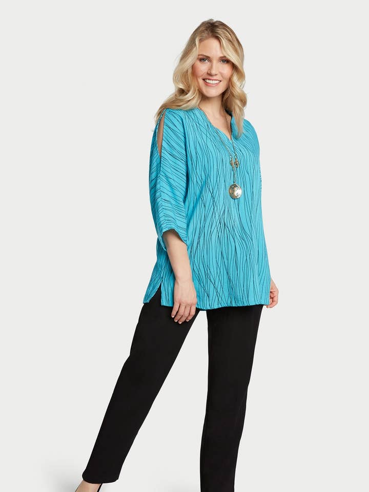 SALDI - AA254 - Pullover in lino con maniche Peek-a-Boo per la vendita all'ingrosso da parte di Fridaze