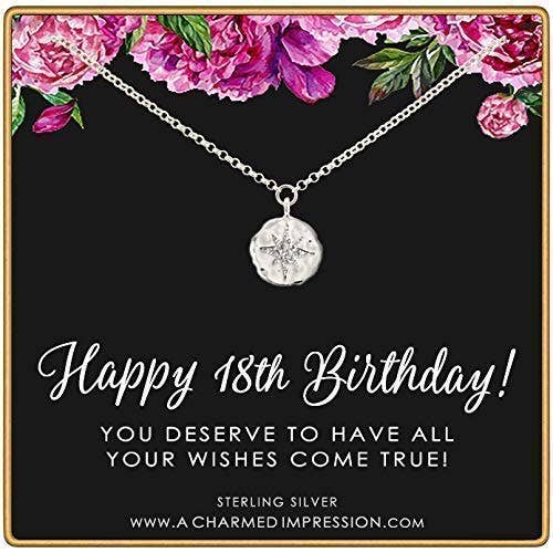 A Charmed Impression - Wholesale Pendant/Charm Necklace - 18th Birthday Gifts for Girls • 18 Year Old Girl Gifts • 18th Birthday Gifts for Daughter • Sister Birthday Gift • Silver Necklace • Diamond Starburst Charm • Daughter Gifts from Mom Dad