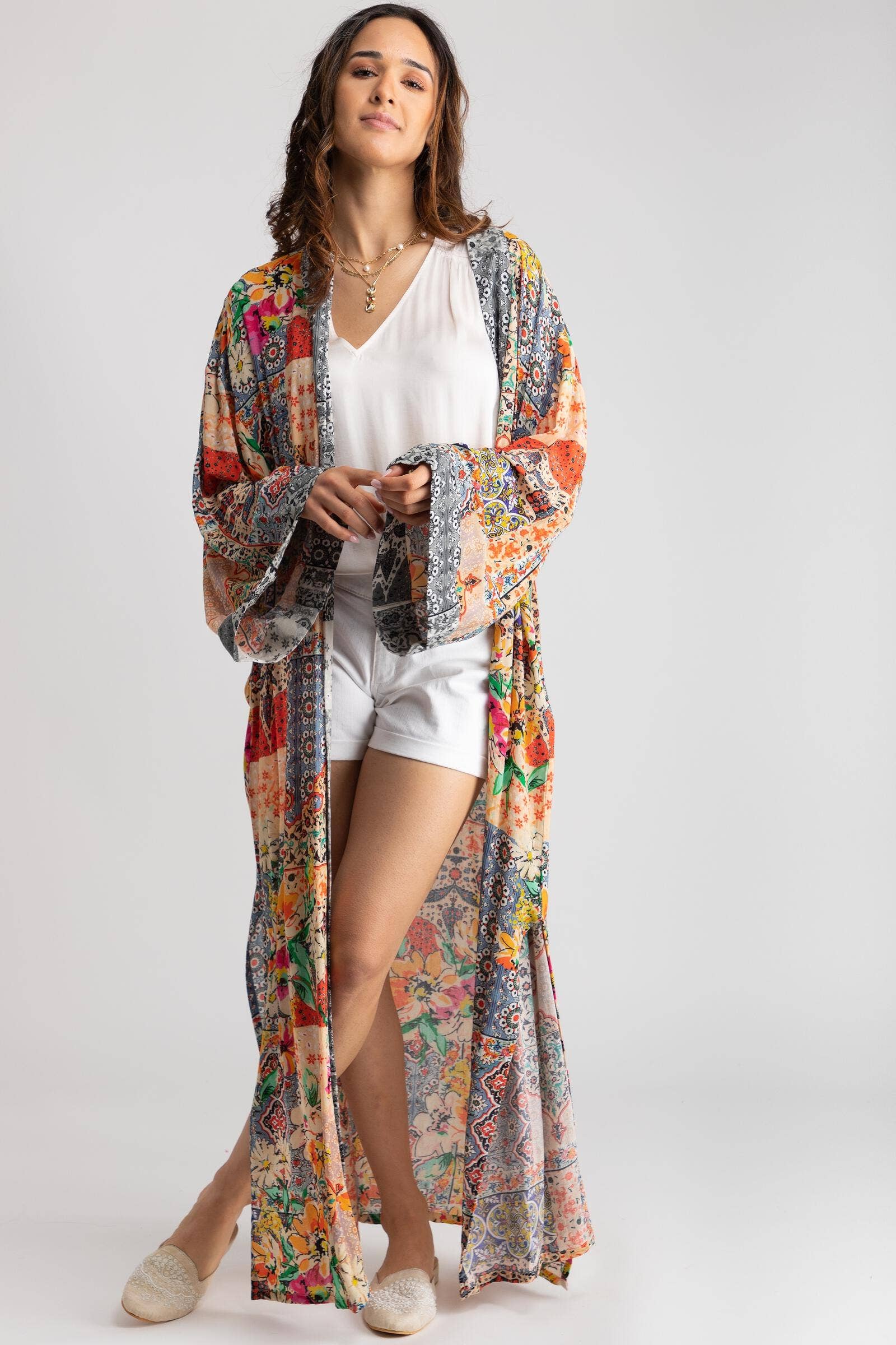 SAACHI - Wholesale Kimono - Women's - Mixed Floral Long Kimono Duster4