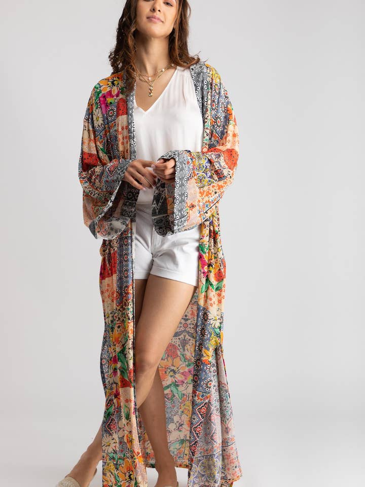 SAACHI - Wholesale Kimono - Women's - Mixed Floral Long Kimono Duster4